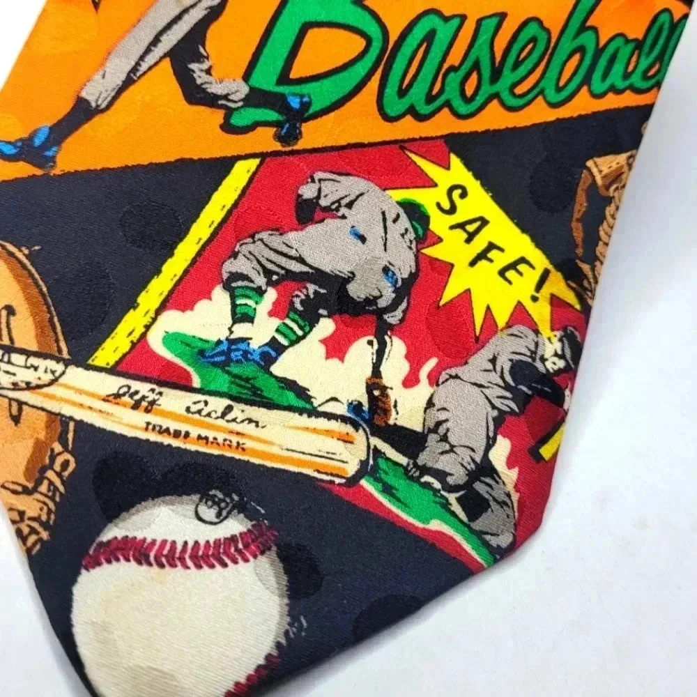 ROSSETTI Alk Star Baseball Comic Book Tie Men's Necktie Vintage